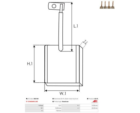 Carbon brush, starter motor, Image 2
