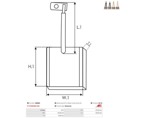 Carbon brush, starter motor, Image 2