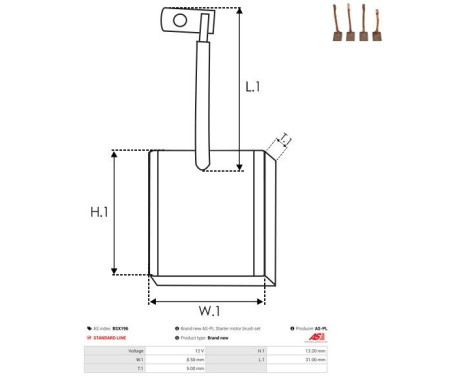 Carbon brush, starter motor, Image 2