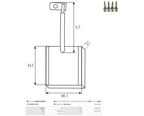 Carbon brush, starter motor, Image 2