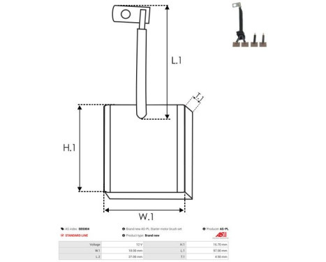 Carbon brush, starter motor, Image 2