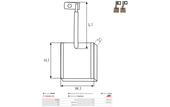 Carbon brush, starter motor, Image 2