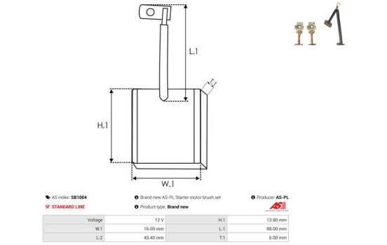 Carbon brush, starter motor, Image 2