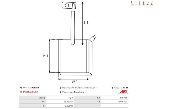 Carbon brush, starter motor, Image 2