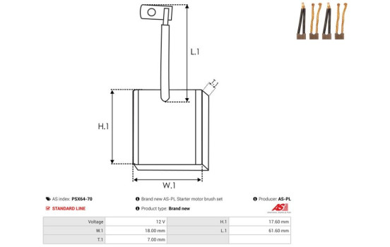 Carbon brush, starter motor, Image 2