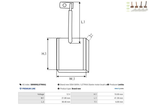 Carbon brush, starter motor, Image 2