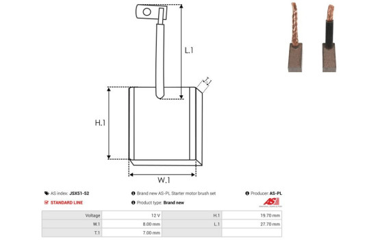 Carbon brush, starter motor, Image 2