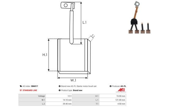 Carbon brush, starter motor, Image 2