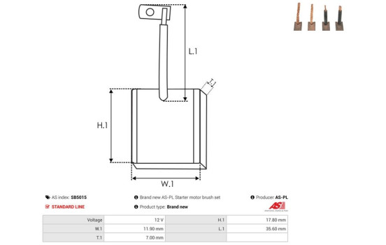 Carbon brush, starter motor, Image 2