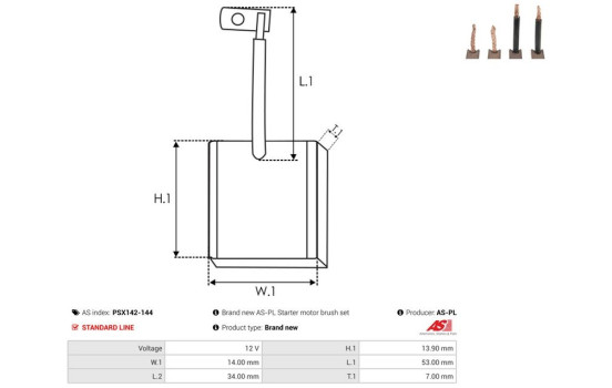 Carbon brush, starter motor, Image 2