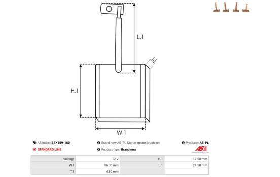 Carbon brush, starter motor, Image 2