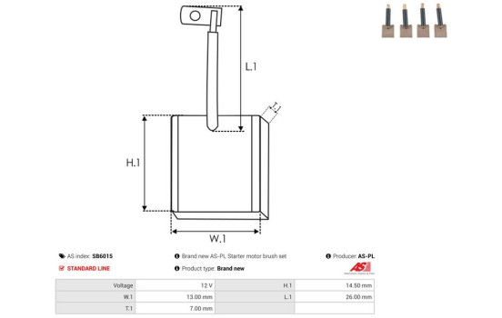 Carbon brush, starter motor, Image 2