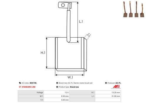 Carbon brush, starter motor, Image 2