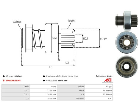 Free wheel drive, starter, Image 4
