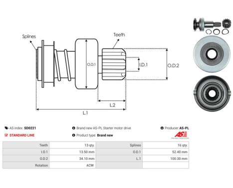 Free wheel drive, starter, Image 4