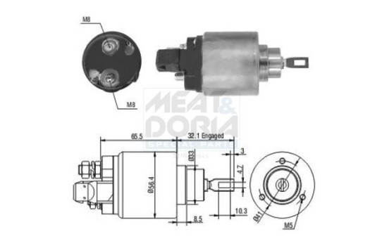 Solenoid switch, starter motor
