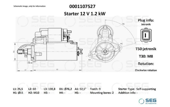 Starter BMW 1.1 kW
