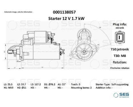 Starter BMW 1.7 kw, Image 6