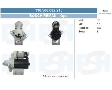Starter Chrevolet 1.1 kw 130.566.092.215 Bosch