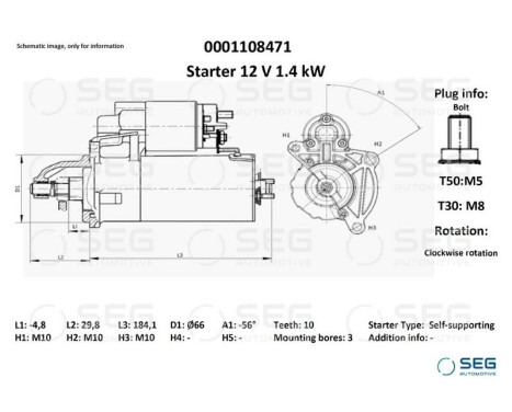 Starter Citroën/Peugeot 1.4 kw, Image 2