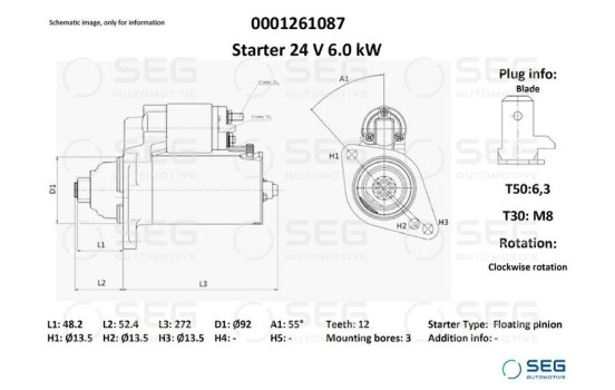 Starter Daf 6.0 kw, Image 6