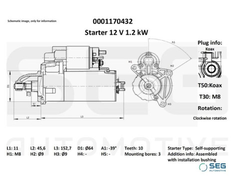 Starter Fiat 0.9 kw, Image 2