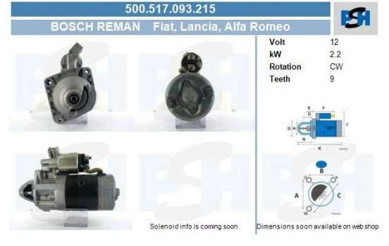 Starter Fiat 2.2 kw 500.517.093.215 Bosch