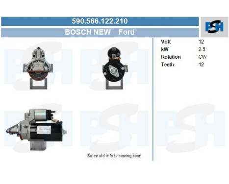 Starter Ford 2.5 kw 590.566.122.210 Bosch