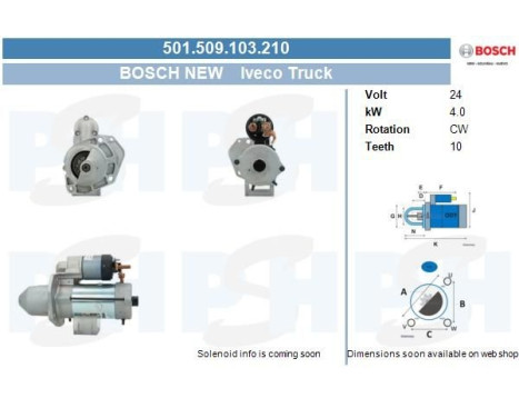 Starter Iveco 4.0 kw 0.001.231.039 Bosch
