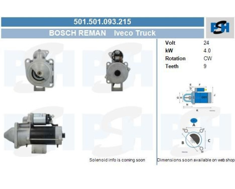 Starter Iveco 4.0 kw 501.501.093.215 Bosch