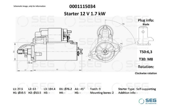 Starter Lombardini 1.4 kw, Image 6