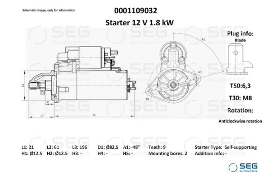 Starter Lombardini 1.8 kw
