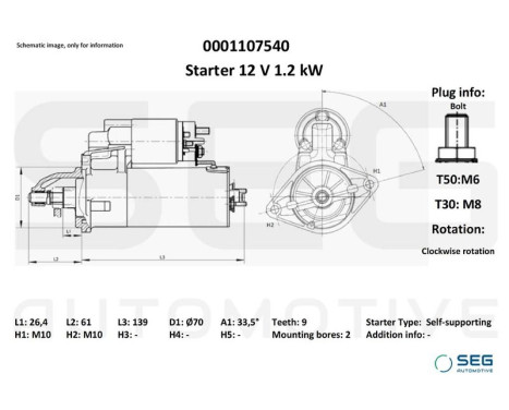 Starter Mercedes 1.1 kw, Image 2