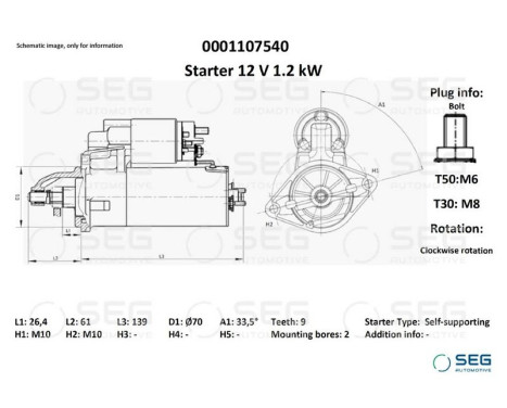 Starter Mercedes 1.1 kw