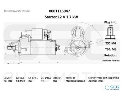 Starter Mercedes 1.7 kw, Image 2