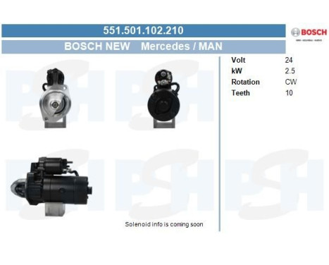Starter Mercedes 2.5 kw 551.501.102.210 Bosch