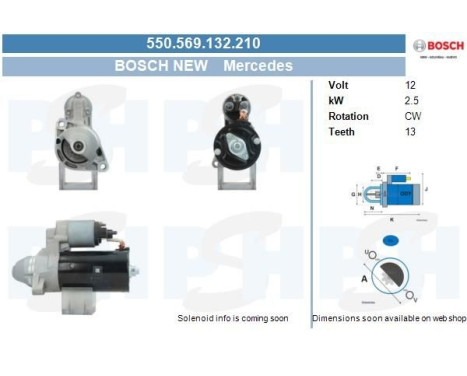 Starter Mercedes 2.6 kw 550.569.132.210 Bosch