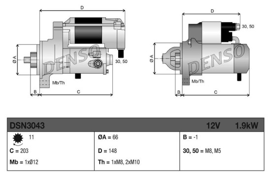 Starter motor / Starter DSN3043 Denso, Image 3