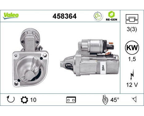 Starter REMANUFACTURED PREMIUM 458364 Valeo, Image 2