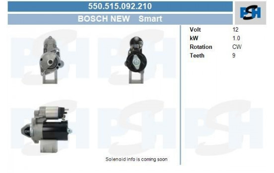 Starter Smart 1.0 kw 550.515.092.210 Bosch