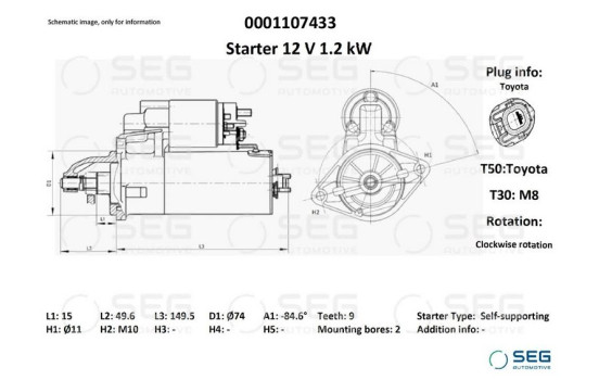 Starter Toyota 1.1 kw, Image 6