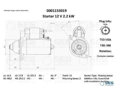 Starter Volkswagen 2.2 kw, Image 6