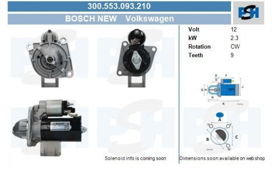 Starter Volkswagen 2.3 kw 300.553.093.210 Bosch