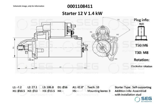 Starter Volvo 1.4 kW