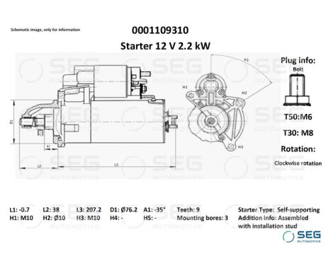 Starter Volvo 2.2 kw