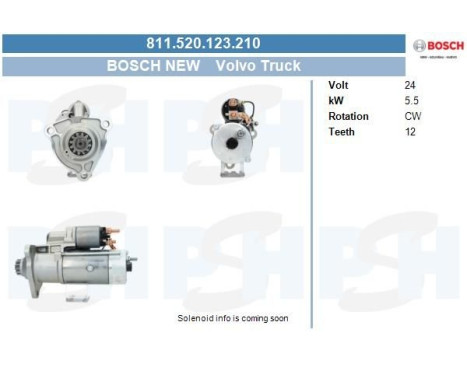 Starter Volvo 5.5 kw 811.520.123.210 Bosch