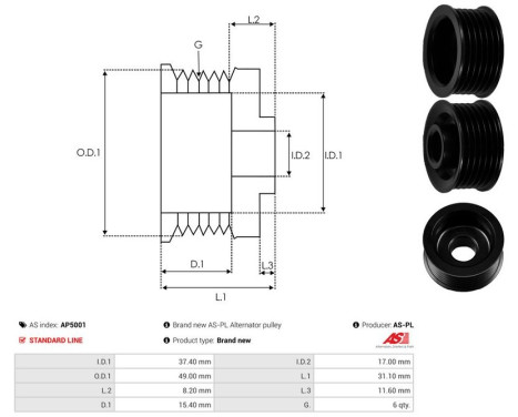 Belt pulley, alternator, Image 4