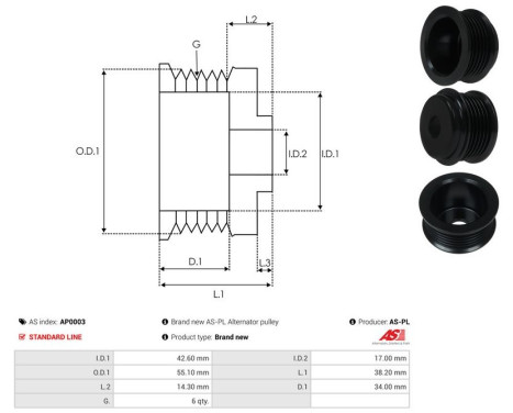 Belt pulley, alternator, Image 4