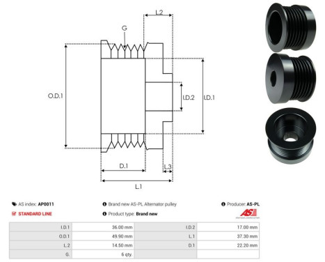 Belt pulley, alternator, Image 4