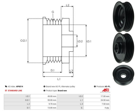 Belt pulley, alternator, Image 4